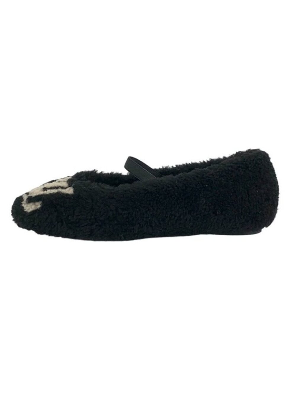 Louis Vuitton Poppy Line Flat Shoes Shearling Black Beige Ballet - Picture 5 of 10